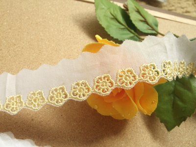 画像2: 【ななかオリジナル】綿レース　ピンク,クリーム、ターコイズ　幅2.5cm花柄　日本製
