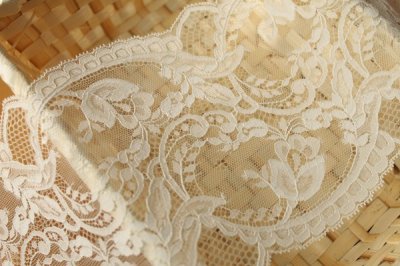 画像1: 【高品質な日本製】1m幅13.3cmエレガントラッセルレース　オフホワイト