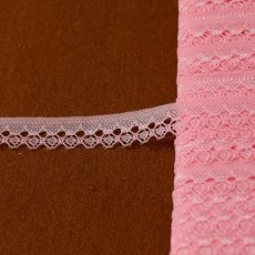画像1: 【日本製】ラッセルレース　ピンク　幅1.2cmドット柄　5ｍ巻！ (1)