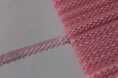 画像2: 【日本製】ラッセルレース　ピンク　幅1.2cmドット柄　5ｍ巻！
