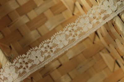 画像1: リバーストレッチレース　オフホワイト 幅1.9cm小花柄　3ｍ巻