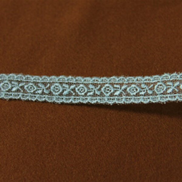 レースのお店 ななか 150円 １ｍ 幅1 5ｃｍ両山可愛い薔薇柄チュールレース 水色