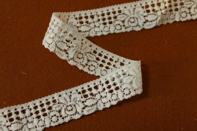 画像2: 【日本製】20ｍ！幅2.7ｃmレトロな薔薇柄ラッセルストレッチレース　オフホワイト
