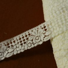 画像1: 【日本製】20ｍ！幅2.7ｃmレトロな薔薇柄ラッセルストレッチレース　オフホワイト (1)