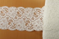 画像3: 【激安1m55円】40ｍ!幅8.5cm薔薇柄リバーストレッチレース　オフホワイト (3)