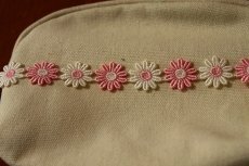 画像5: 1ｍ！幅1.9cm交互のお花柄ケミカルレース　ピンクとオフホワイト　日本製 (5)