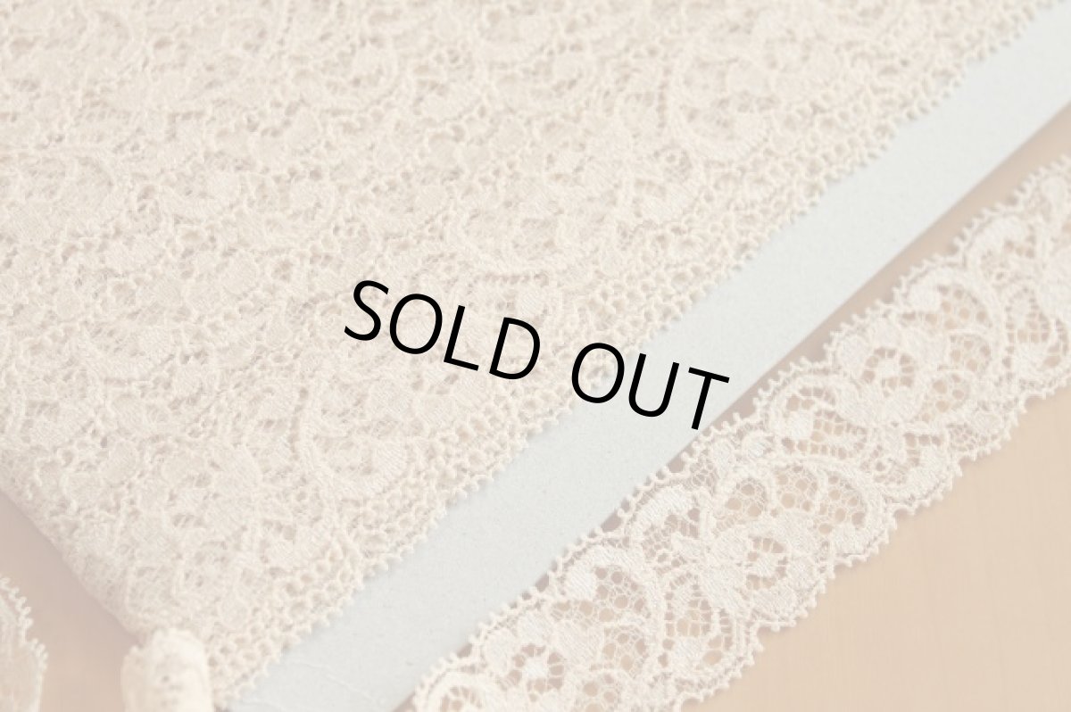 画像2: リバーストレッチレース　ベージュ　幅2.９cm薔薇柄　5ｍ！ (2)