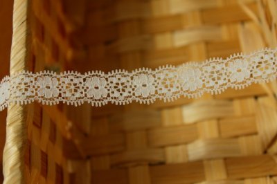 画像3: ラッセルレース　オフホワイト　幅1.4cm両山小花柄　ピコが可愛い日本製