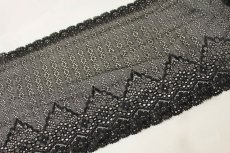 画像2: 【日本製】幅16.5.ｃm透け感のある小花柄ラッセルストレッチレース　ブラック　３ｍ (2)