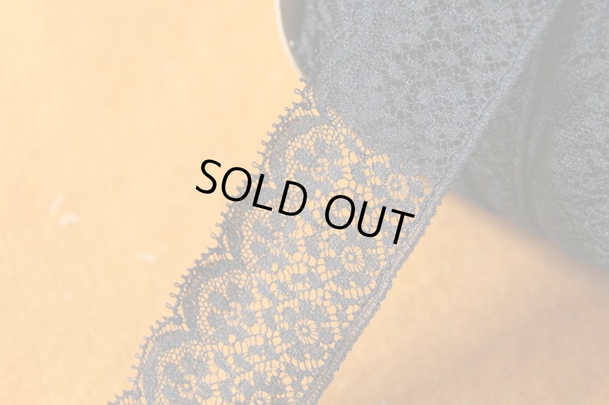 画像8: フランス製リバーレース　黒　幅3.4ｃｍ花柄　１ｍ (8)