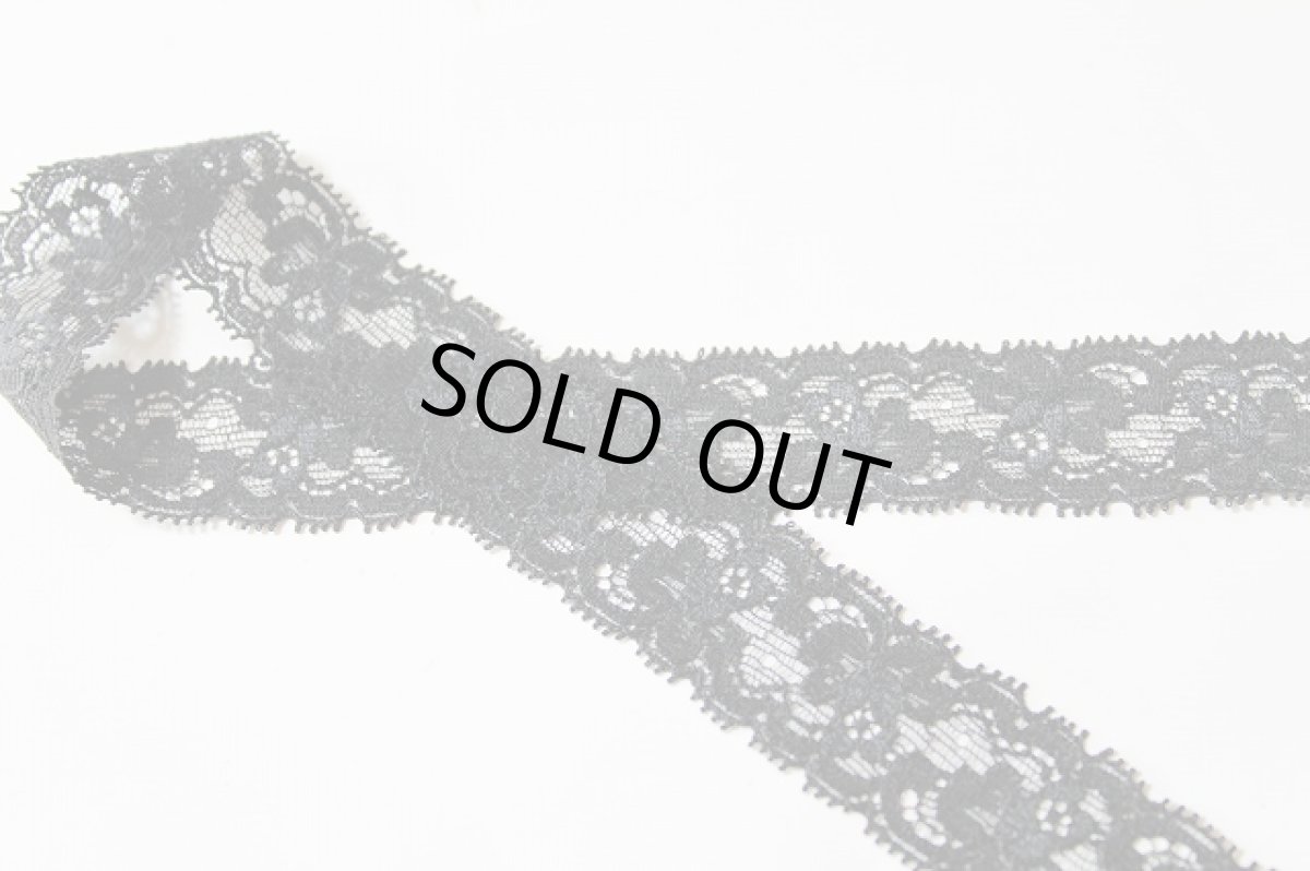 画像4: リバーストレッチレース　黒幅2.7cm薔薇柄　５ｍ！ (4)