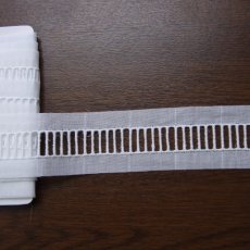 画像1: 【安心の日本製】３ｍ！幅3.2cmはしごレース　リボン通し綿レース　白　浴衣甚平にも (1)