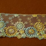 お客様専用　チュールレース 花柄刺繍　オレンジ　リボン　素材　4.5m M0992チュールレース 百合花柄刺繍 素材 3m - メルカリ