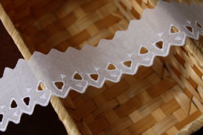 画像2: ３ｍ巻！幅3.8cm可愛い三角形柄綿レース　ホワイト　日本製