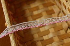 画像3: ５m！幅1.1cm可愛いピンク刺繍のラッセルレース　ピンク (3)