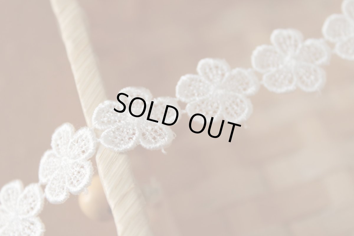 画像1: ３ｍ！幅1.9cm花びら5枚の小花のケミカルレース　オフホワイト　日本製 (1)