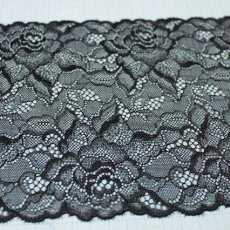 画像2: 【1m60円】反売りラッセルレース　黒　日本製　幅16.6cm薔薇柄　59m (2)