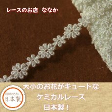 画像2: 【高品質な日本製】ケミカルレース　オフホワイト　2m！幅1.1cm大小のお花柄 (2)