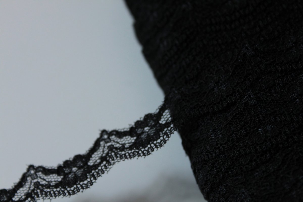 画像4: 【日本製】５ｍ！幅1.2cm小花柄ラッセルレース　黒　日本製 (4)