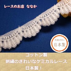 画像1: 綿ケミカルレース　オフホワイト　幅3ｃｍ美しいスカラ　1ｍ！日本製 (1)