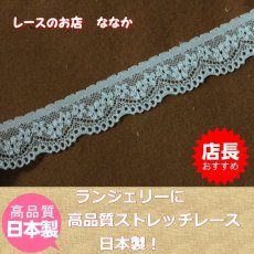 画像1: 10ｍ！幅2.6cm可愛い小花柄ラッセルストレッチレース　グリーン (1)