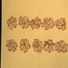 画像1: チュールレースモチーフ　ブラウン　１０枚組！幅3.8ｃｍ花柄 (1)