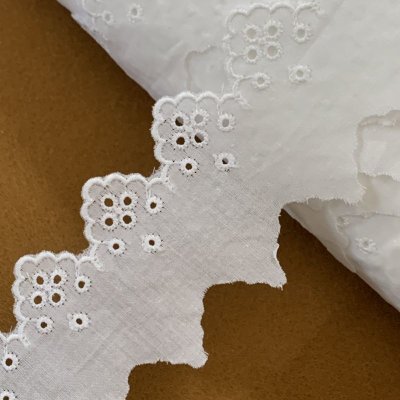 画像2: 綿レース　白　幅4.2cm定番のドット柄日本製　６ｍ巻！