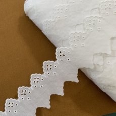 画像4: 綿レース　白　幅4.2cm定番のドット柄日本製　６ｍ巻！ (4)