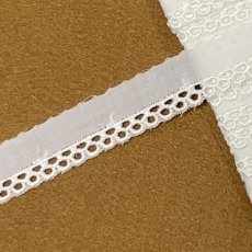 画像6: 【安心の日本製】３ｍ巻！幅1.8cm！レーヨン糸使いの綿レース　オフホワイト　 (6)