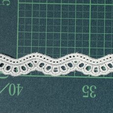 画像4: 3ｍ巻！幅1.1cm美しい刺繍のスカラ柄綿レース　オフホワイト (4)