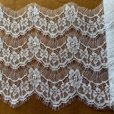 画像2: 1ｍ幅19cmフランス製リバーレース　ホワイト　ウエディングベールに (2)