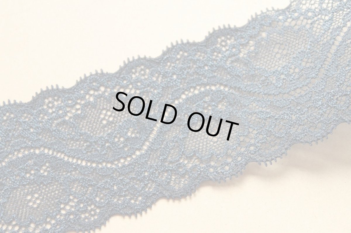 画像4: 日本製ラッセルストレッチレース　ネイビー　５ｍ！幅5.7ｃｍ透け感が綺麗 (4)