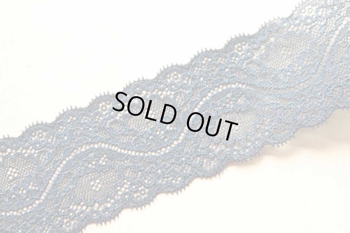 画像3: 日本製ラッセルストレッチレース　ネイビー　５ｍ！幅5.7ｃｍ透け感が綺麗 (3)