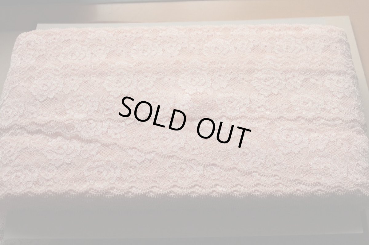 画像2: ラッセルストレッチレース　ピーチピンク　幅6ｃｍ綺麗な薔薇柄　10m (2)