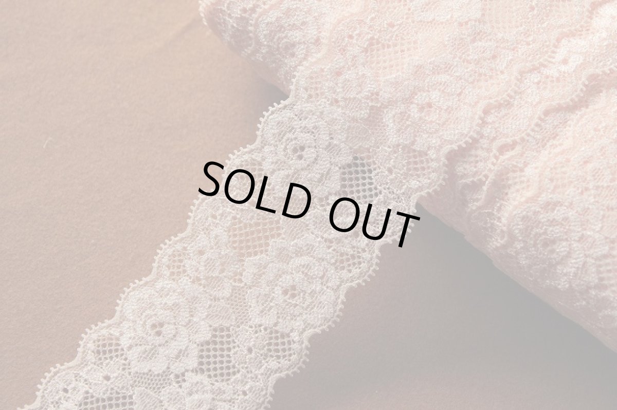 画像7: ラッセルストレッチレース　ピーチピンク　幅6ｃｍ綺麗な薔薇柄　10m (7)