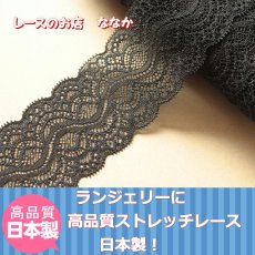 画像1: ５ｍ！幅5.9cm綺麗なラッセルストレッチレース　ブラック (1)