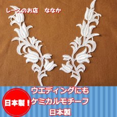 画像1: １セット２枚組！23cmスズラン柄ケミカルレース　ホワイト (1)