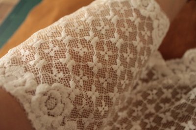 画像3: ５ｍ巻！幅16ｃm透け感のセクシーな薔薇柄ラッセルストレッチレース　オフホワイト日本製