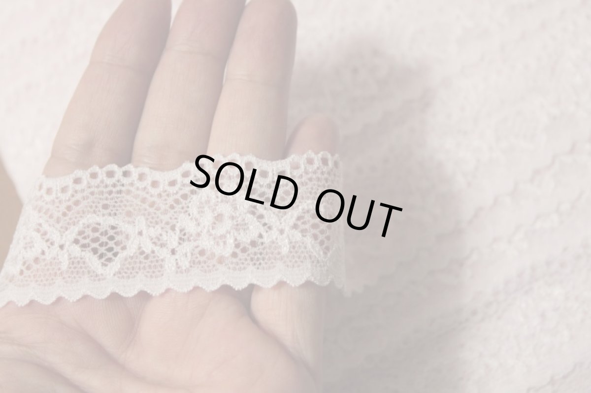 画像6: 10ｍ！幅3cm綺麗な薔薇柄ラッセルストレッチレース　淡いパープル (6)