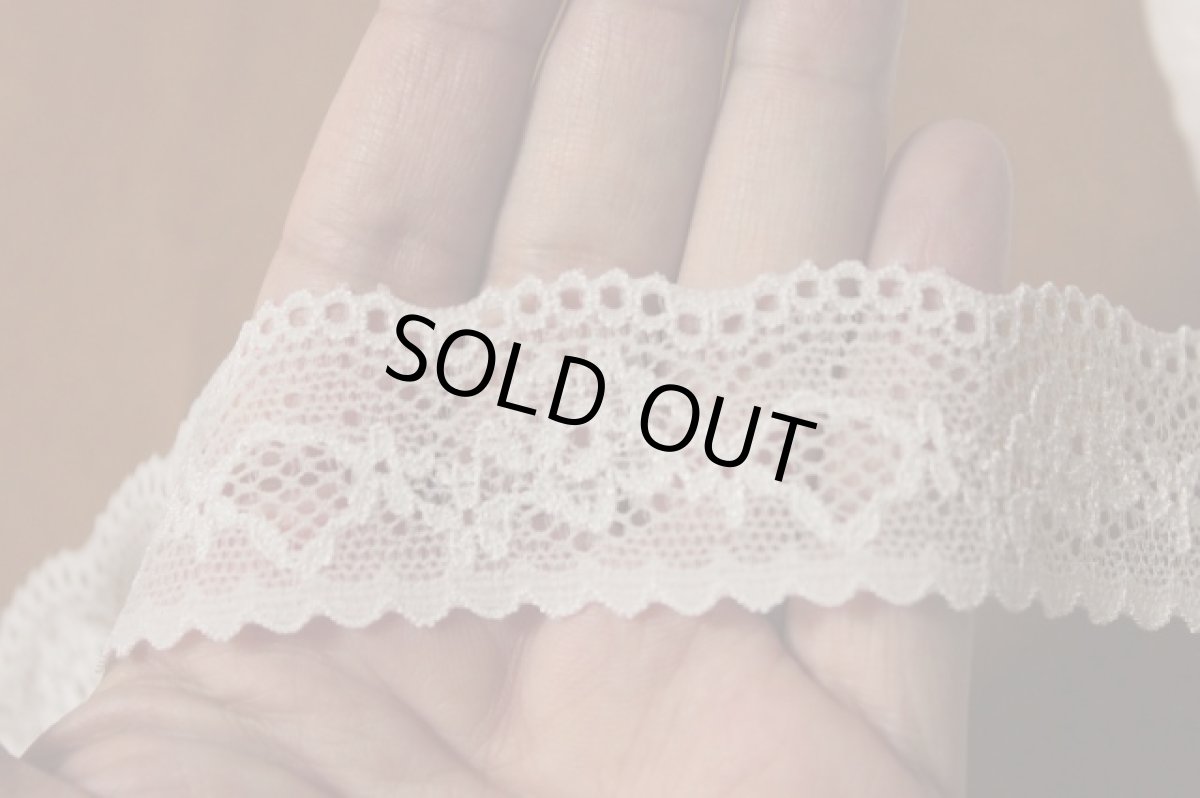 画像5: 10ｍ！幅3cm綺麗な薔薇柄ラッセルストレッチレース　淡いパープル (5)