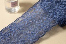 画像7: 【日本製】ラッセルストレッチレース　ネイビー日本製幅12.8ｃｍ薔薇柄　5ｍ巻！ (7)