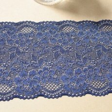 画像1: 【日本製】ラッセルストレッチレース　ネイビー日本製幅12.8ｃｍ薔薇柄　5ｍ巻！ (1)