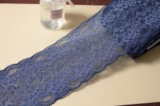 画像6: 【日本製】ラッセルストレッチレース　ネイビー日本製幅12.8ｃｍ薔薇柄　5ｍ巻！ (6)