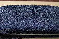画像9: 【日本製】ラッセルストレッチレース　ネイビー日本製幅12.8ｃｍ薔薇柄　5ｍ巻！ (9)