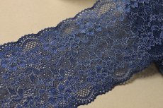 画像8: 【日本製】ラッセルストレッチレース　ネイビー日本製幅12.8ｃｍ薔薇柄　5ｍ巻！ (8)