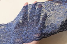 画像5: 【日本製】ラッセルストレッチレース　ネイビー日本製幅12.8ｃｍ薔薇柄　5ｍ巻！ (5)
