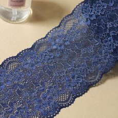 画像2: 【日本製】ラッセルストレッチレース　ネイビー日本製幅12.8ｃｍ薔薇柄　5ｍ巻！ (2)