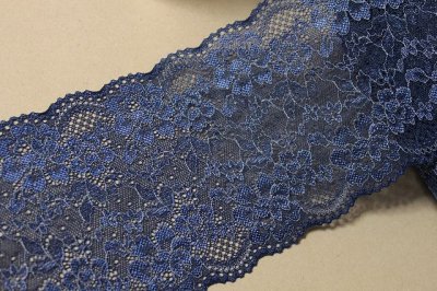 画像3: 【日本製】ラッセルストレッチレース　ネイビー日本製幅12.8ｃｍ薔薇柄　5ｍ巻！