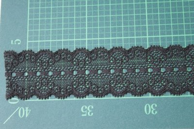 画像1: 【1m20円】135mラッセルストレッチレース　黒　幅4.4ｃｍリボン通し　日本製