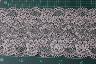 画像1: 【日本製】5ｍ！幅13ｃｍ薔薇柄ラッセルストレッチレース　グレージュ